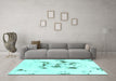 Machine Washable Abstract Turquoise Modern Area Rugs in a Living Room,, wshabs1246turq