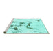 Sideview of Machine Washable Abstract Turquoise Modern Area Rugs, wshabs1246turq