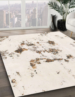 Machine Washable Abstract Tan Brown Rug in a Family Room, wshabs1246