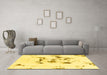 Machine Washable Abstract Yellow Modern Rug in a Living Room, wshabs1246yw