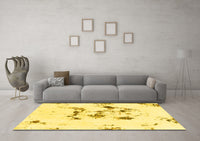 Machine Washable Abstract Yellow Modern Rug, wshabs1246yw