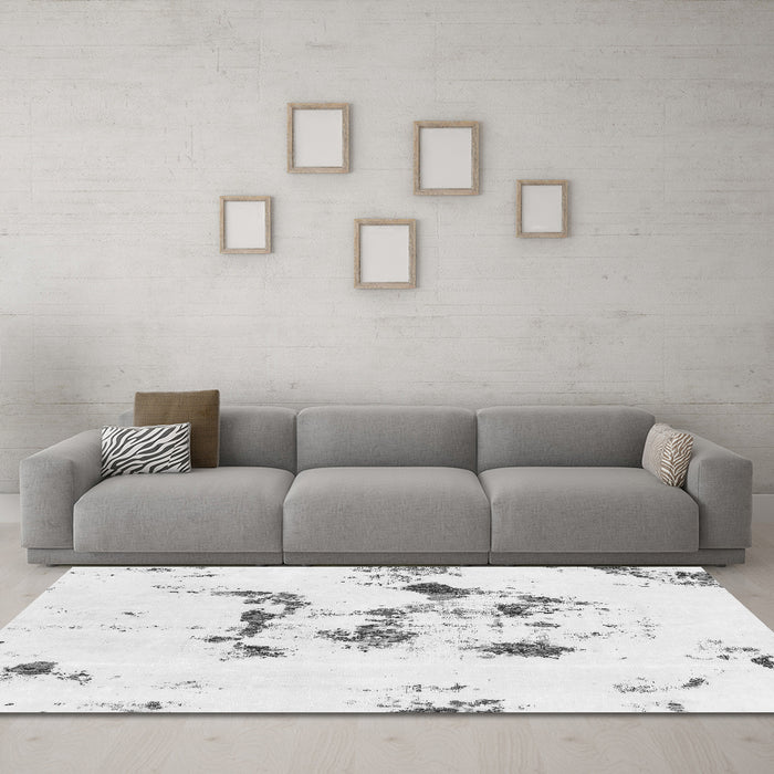 Machine Washable Abstract Gray Modern Rug in a Living Room,, wshabs1246gry