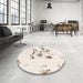 Round Abstract Tan Brown Modern Rug in a Office, abs1246