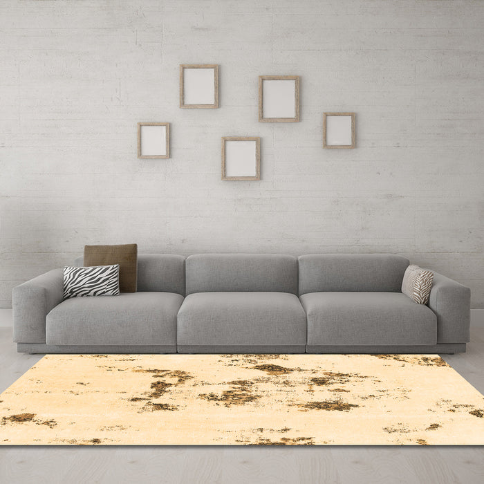 Machine Washable Abstract Brown Modern Rug in a Living Room,, wshabs1246brn