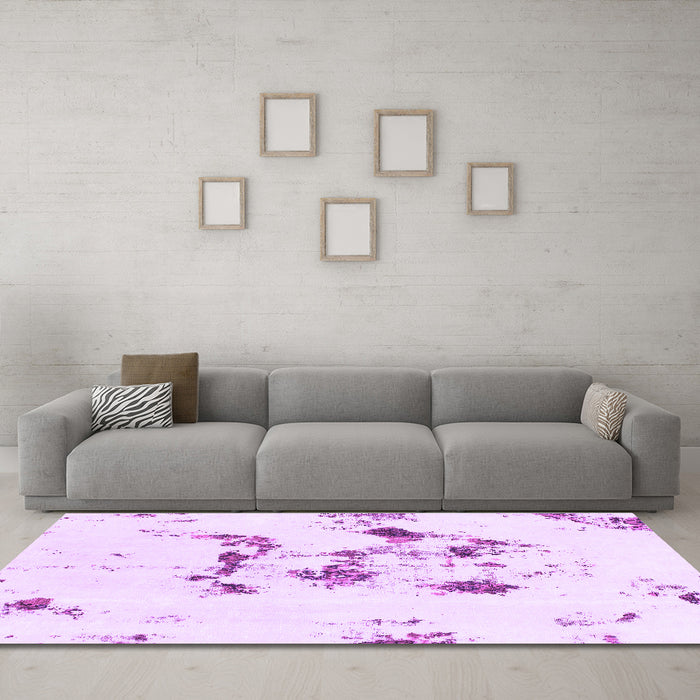 Machine Washable Abstract Purple Modern Area Rugs in a Living Room, wshabs1246pur