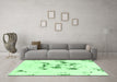 Machine Washable Abstract Emerald Green Modern Area Rugs in a Living Room,, wshabs1246emgrn