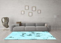 Machine Washable Abstract Light Blue Modern Rug, wshabs1246lblu