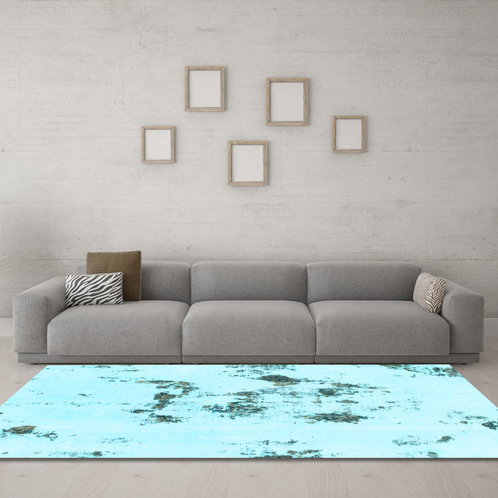 Machine Washable Abstract Light Blue Modern Rug in a Living Room, wshabs1246lblu