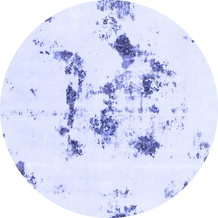 Round Abstract Blue Modern Rug, abs1246blu