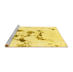 Sideview of Machine Washable Abstract Yellow Modern Rug, wshabs1246yw