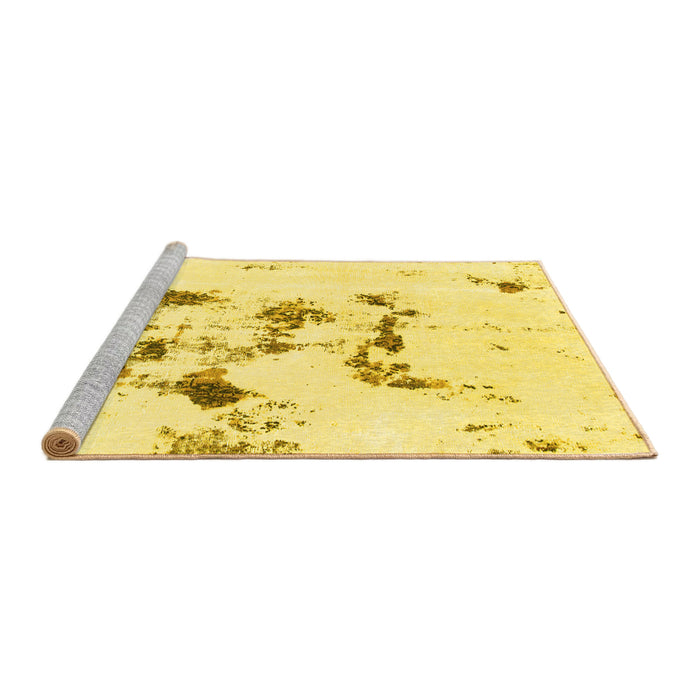 Sideview of Machine Washable Abstract Yellow Modern Rug, wshabs1246yw