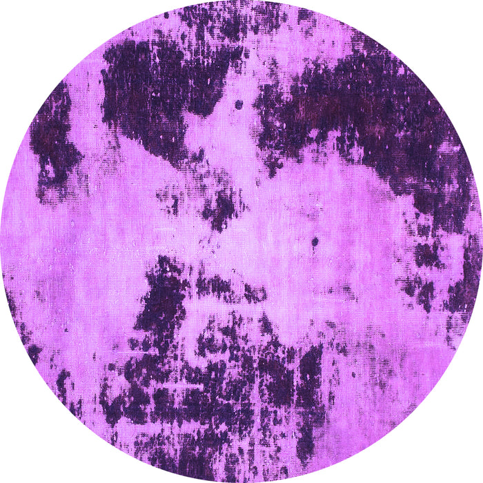 Round Machine Washable Abstract Purple Modern Area Rugs, wshabs1247pur