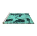 Sideview of Machine Washable Abstract Turquoise Modern Area Rugs, wshabs1247turq