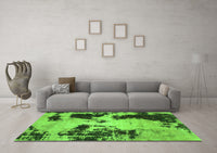 Machine Washable Abstract Green Modern Rug, wshabs1247grn