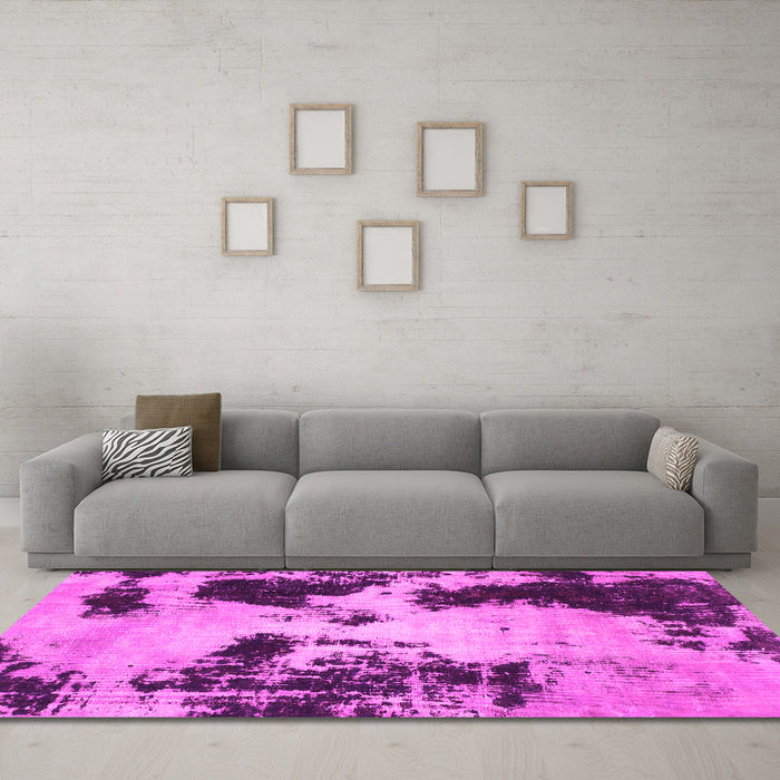Machine Washable Abstract Pink Modern Rug in a Living Room, wshabs1247pnk