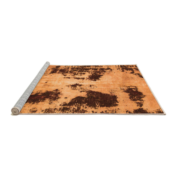 Sideview of Machine Washable Abstract Orange Modern Area Rugs, wshabs1247org