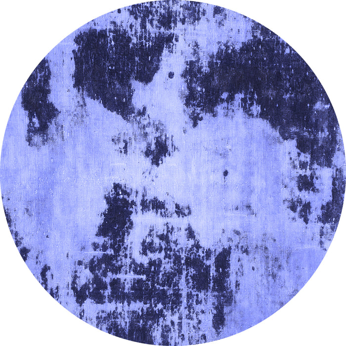 Round Machine Washable Abstract Blue Modern Rug, wshabs1247blu