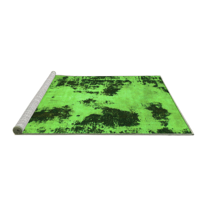 Sideview of Machine Washable Abstract Green Modern Area Rugs, wshabs1247grn