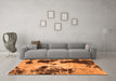 Machine Washable Abstract Orange Modern Area Rugs in a Living Room, wshabs1247org