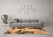 Machine Washable Abstract Brown Modern Rug in a Living Room,, wshabs1247brn