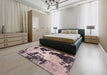Machine Washable Abstract Rosy-Finch Purple Rug in a Bedroom, wshabs1247