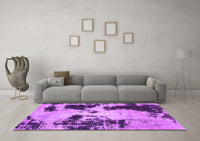 Machine Washable Abstract Purple Modern Rug, wshabs1247pur