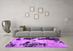 Machine Washable Abstract Purple Modern Area Rugs in a Living Room, wshabs1247pur