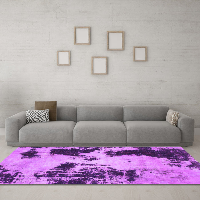 Machine Washable Abstract Purple Modern Area Rugs in a Living Room, wshabs1247pur