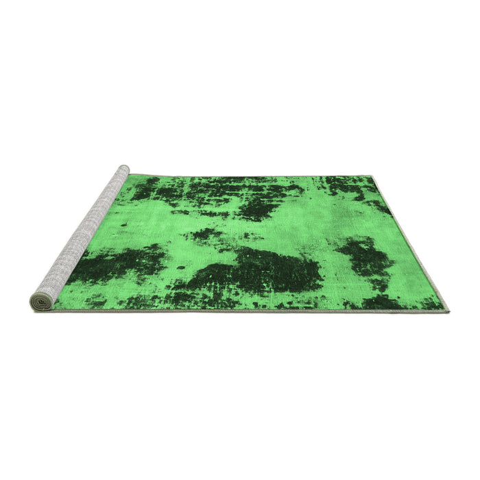 Sideview of Machine Washable Abstract Emerald Green Modern Area Rugs, wshabs1247emgrn