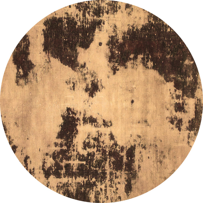 Round Abstract Brown Modern Rug, abs1247brn