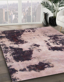 Machine Washable Abstract Rosy-Finch Purple Rug in a Family Room, wshabs1247