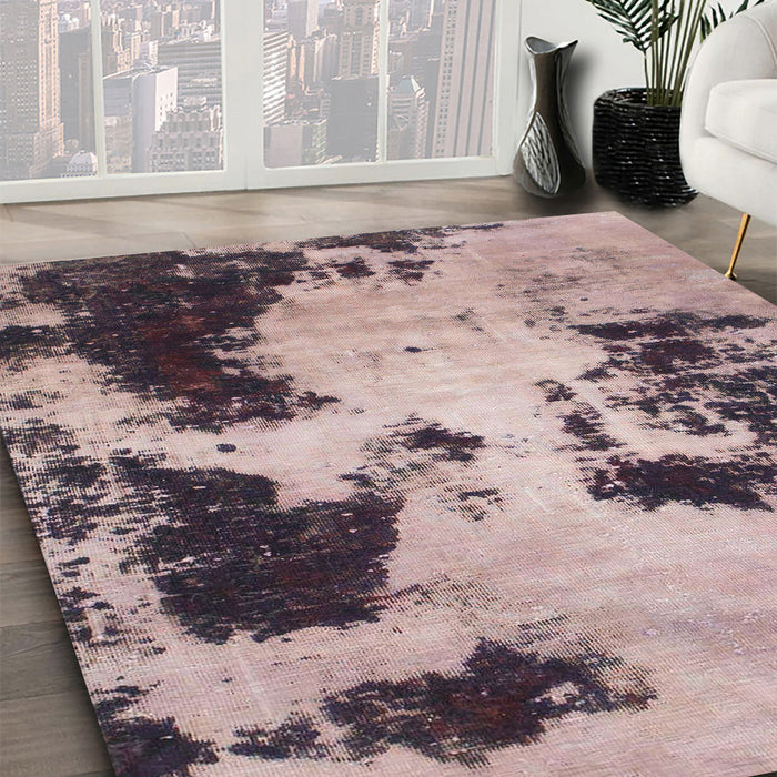 Machine Washable Abstract Rosy-Finch Purple Rug in a Family Room, wshabs1247
