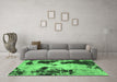 Machine Washable Abstract Emerald Green Modern Area Rugs in a Living Room,, wshabs1247emgrn