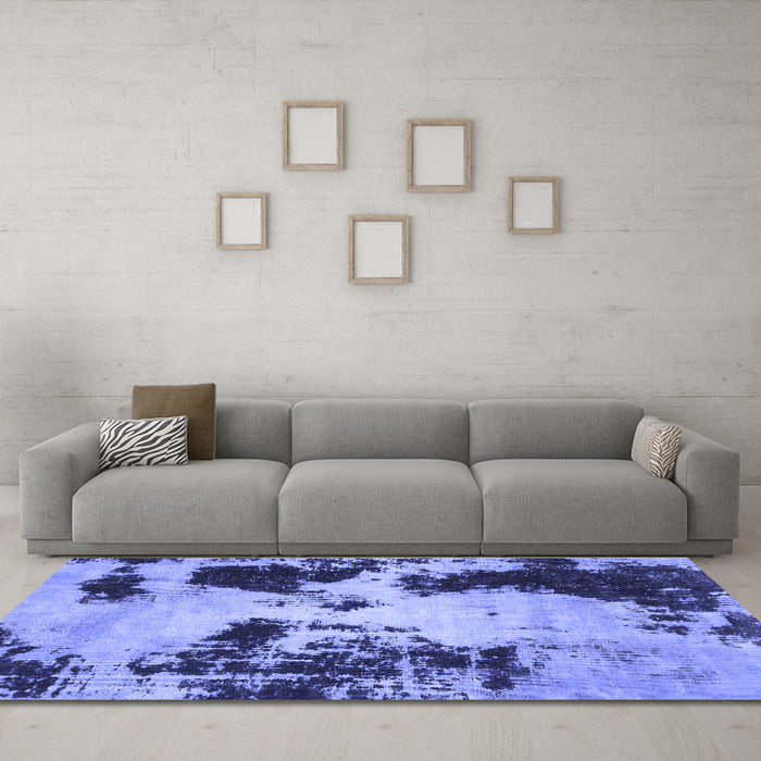 Machine Washable Abstract Blue Modern Rug in a Living Room, wshabs1247blu