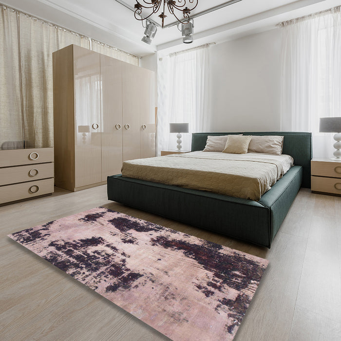 Abstract Rosy Purple Modern Rug in a Bedroom, abs1247