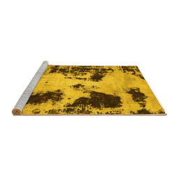 Sideview of Machine Washable Abstract Yellow Modern Rug, wshabs1247yw