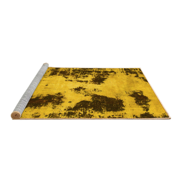 Sideview of Machine Washable Abstract Yellow Modern Rug, wshabs1247yw