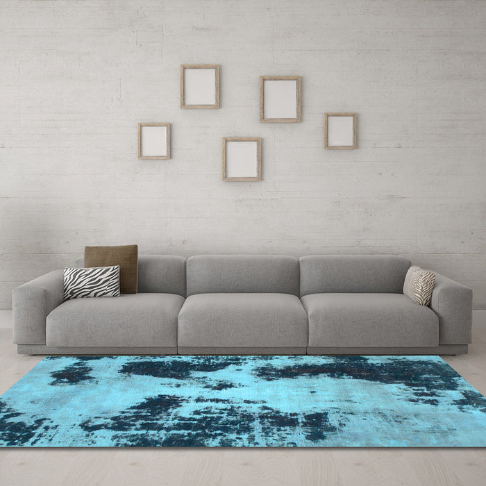 Machine Washable Abstract Light Blue Modern Rug in a Living Room, wshabs1247lblu