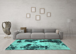 Machine Washable Abstract Turquoise Modern Area Rugs in a Living Room,, wshabs1247turq
