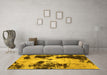 Machine Washable Abstract Yellow Modern Rug in a Living Room, wshabs1247yw