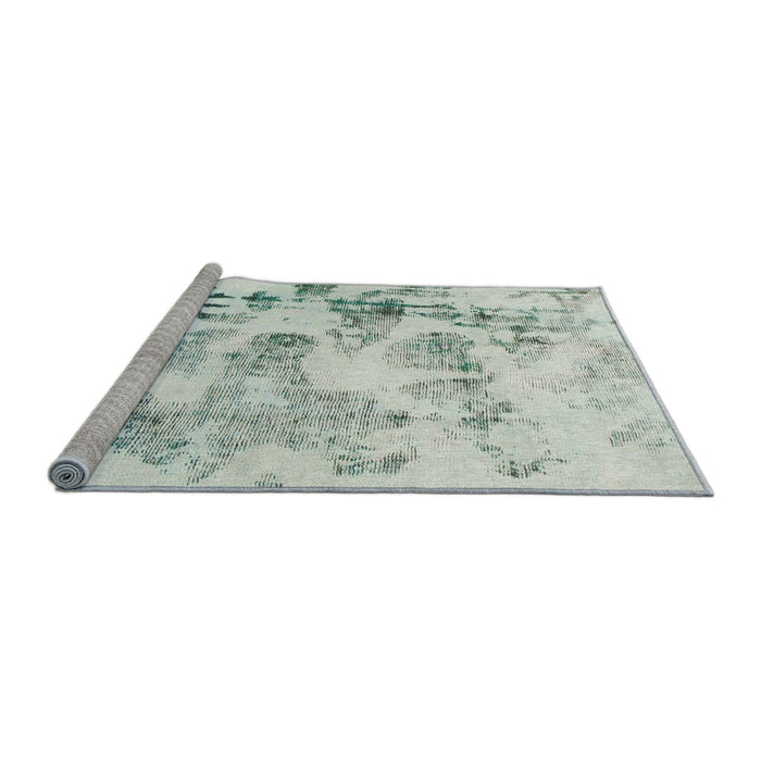 Sideview of Machine Washable Abstract Dark Sea Green Rug, wshabs1248