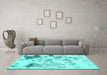 Machine Washable Abstract Turquoise Modern Area Rugs in a Living Room,, wshabs1248turq