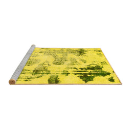 Sideview of Machine Washable Abstract Yellow Modern Rug, wshabs1248yw