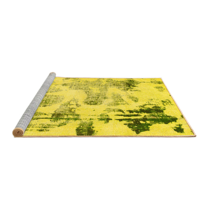 Sideview of Machine Washable Abstract Yellow Modern Rug, wshabs1248yw