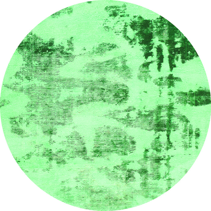Round Machine Washable Abstract Green Modern Area Rugs, wshabs1248grn