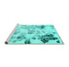 Sideview of Machine Washable Abstract Turquoise Modern Area Rugs, wshabs1248turq