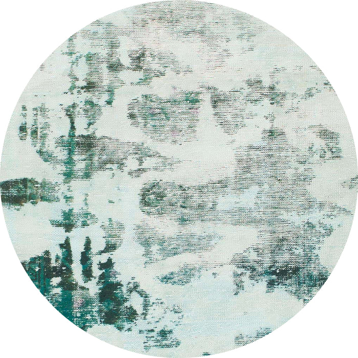 Round Machine Washable Abstract Dark Sea Green Rug, wshabs1248