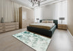 Abstract Dark Sea Green Modern Rug in a Bedroom, abs1248