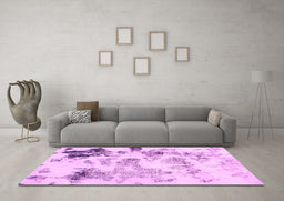 Machine Washable Abstract Pink Modern Rug in a Living Room, wshabs1248pnk