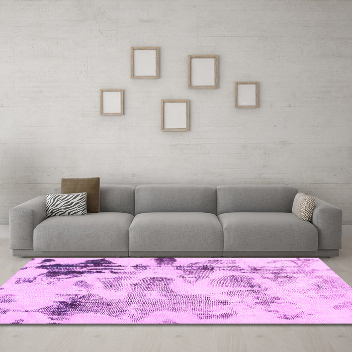 Machine Washable Abstract Pink Modern Rug in a Living Room, wshabs1248pnk